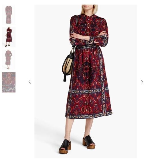 NEW Antik Batik Tamir Wrap Long Dress SZ M Anthropologie Blue Red - Picture 1 of 15